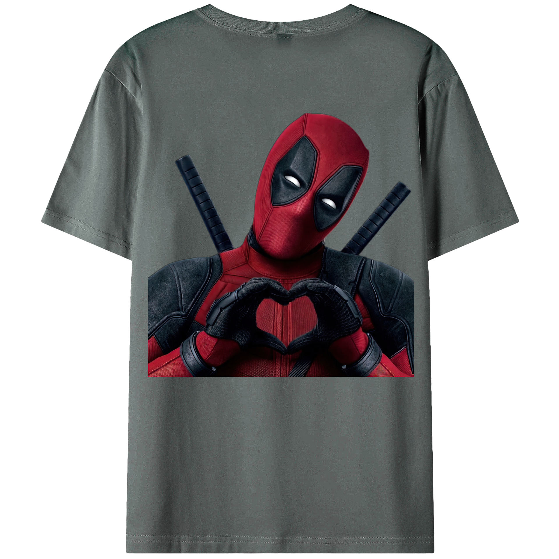 （画像用） Deadpool デッドプール 綿100％ メンズ半袖Tシャツ（バックプリント） 通気性
